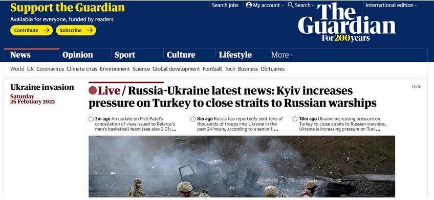 The Guardian: “Ukrayna Boğazlar Konusunda Ankara Üzerindeki Baskıyı Artırıyor”