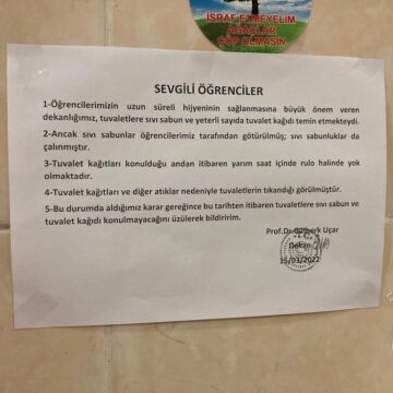 Gerekçe, “Sık Çalınıyorlar” : Hacettepe Üniversitesi sıvı sabun ve tuvalet kağıtlarını kaldırdı